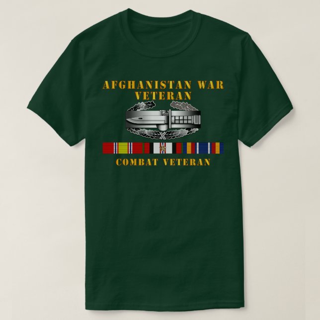 AfghanistanVeteran Combat Action Badge w CAB IRAQ  T-Shirt (Design Front)