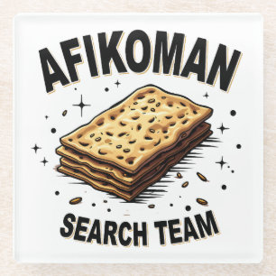 Afikoman search team Hanukkah Jewish Food Lovers Glass Coaster