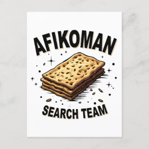 Afikoman search team Hanukkah Jewish Food Lovers Invitation Postcard