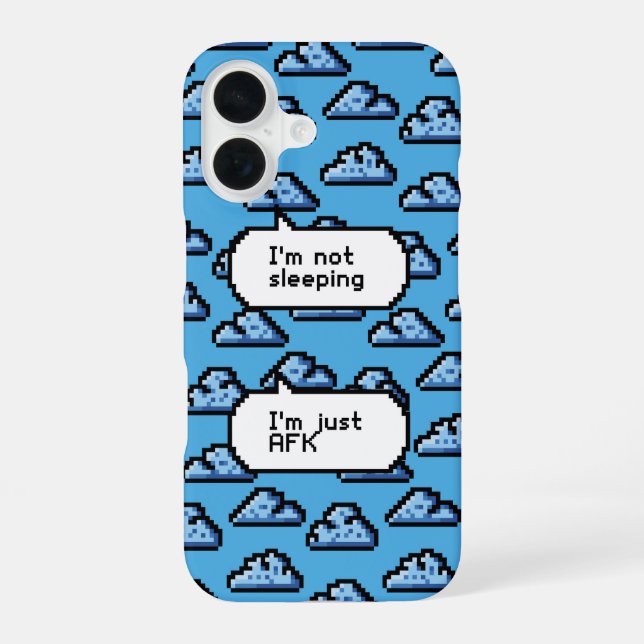 AFK Clouds – Retro Pixel Phone iPhone 16 Case (Back)