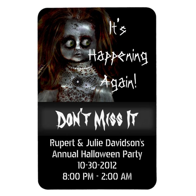 Afraid Doll Scary Halloween Reminder Magnet (Vertical)
