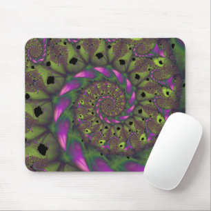 Afraid Green and Purple Fractal Art Mouse Pad