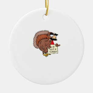 Afraid Turkey Disguise Joke Humour Funny Thanksgiv Ceramic Tree Decoration