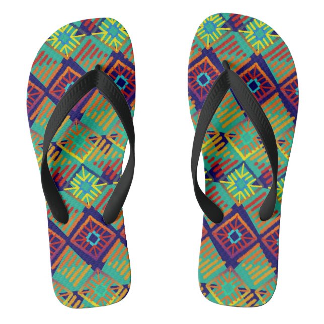 Afrcian Mud Cloth Inspired Bright Jandals (Footbed)