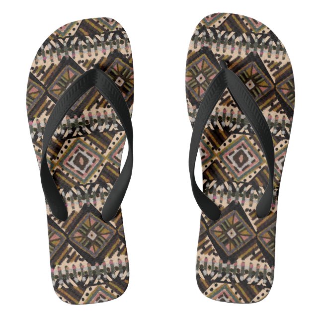 Afrcian Mud Cloth Pattern Jandals (Footbed)