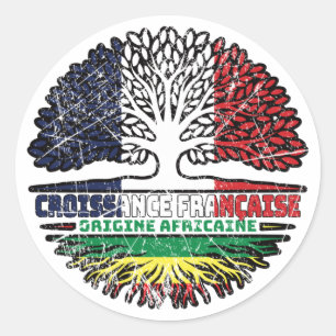 Africa African French France Tree Roots Flag Classic Round Sticker