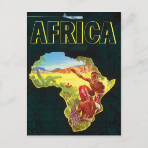Africa, African warriors inside continent Postcard