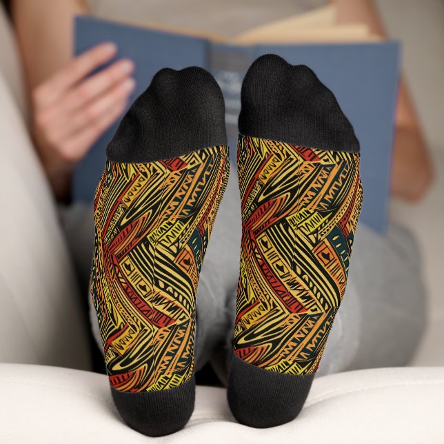 Africa Amhara Ethiopia Ethnic Pattern 6 Socks (Bottom)