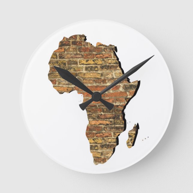 Africa and ancient brick wall round clock (Front)