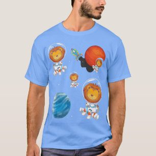 Africa Animal Lover Space Travel Rocket Lion Astro T-Shirt