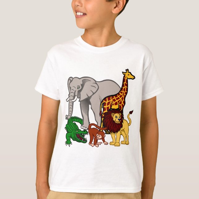 Africa, animals, lion, elephant, crocodile, monkey T-Shirt (Front)