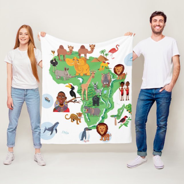 Africa Animals Map Fleece Blanket (In Situ)
