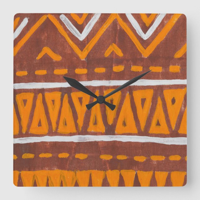 Africa art square wall clock (Front)