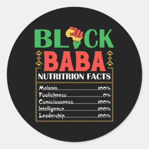 Africa Black By Nutrition Fact Melanin Consciousne Classic Round Sticker