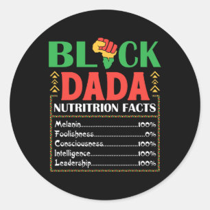 Africa Black Dada Nutrition Fact Melanin Conscious Classic Round Sticker