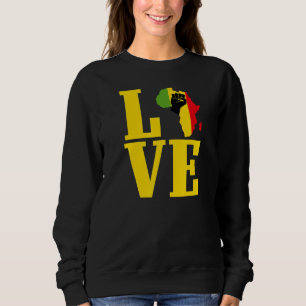 Africa black power raised fist on Africa map rasta Sweatshirt