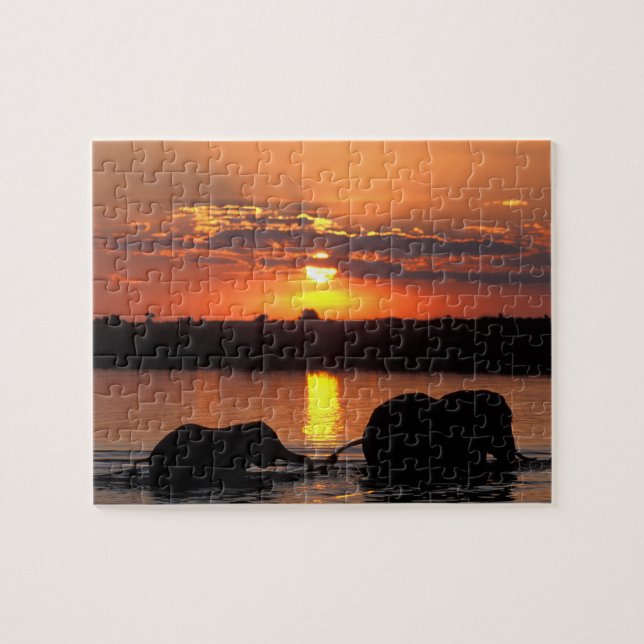 Africa, Botswana, Chobe National Park, Herd Jigsaw Puzzle (Horizontal)