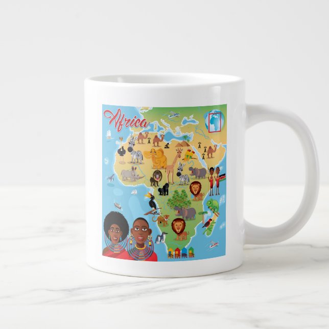 Africa Cartoon Map Large Coffee Mug (Right)