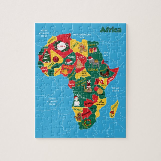 Africa Christmas Map Jigsaw Puzzle (Vertical)