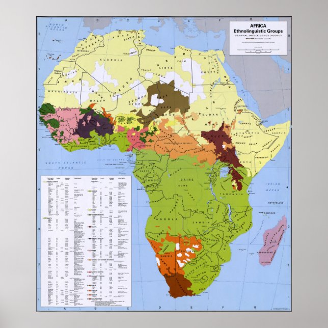 AFRICA CIA ETHNOLINGUISTIC MAP POSTER (Front)