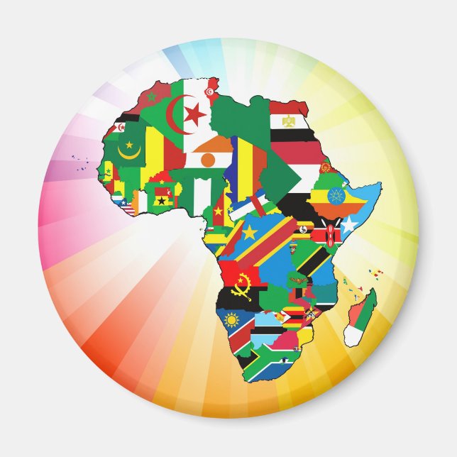 Africa Continent Flag Map 2 Magnet (Front)