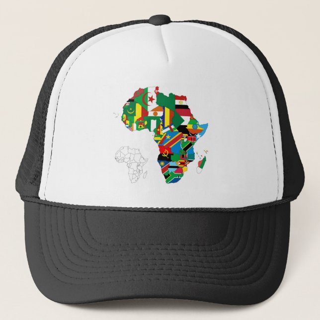 Africa Continent Flag Map Trucker Hat (Front)