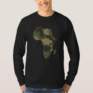 Africa Continent Map Camo Pattern African Defence T-Shirt