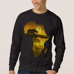 Africa Continent Sunset Rhinoceros Safari Sweatshirt