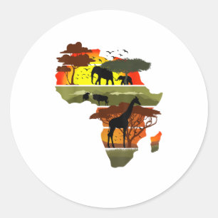 Africa Continent Sunset Safari Nature Wild Life  Classic Round Sticker