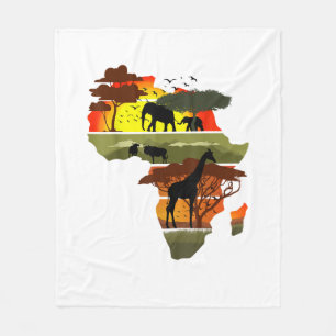 Africa Continent Sunset Safari Nature Wild Life Fleece Blanket