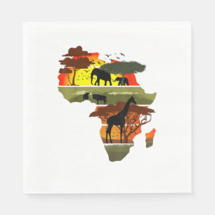 Africa Continent Sunset Safari Nature Wild Life Napkin