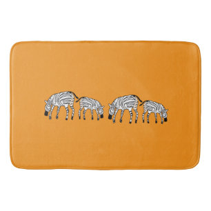 Africa Cute and Happy Kenyan Zebras  Bath Mat