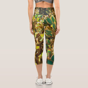 Africa Desert Cactus Plants Prickly Pear Capri Leggings