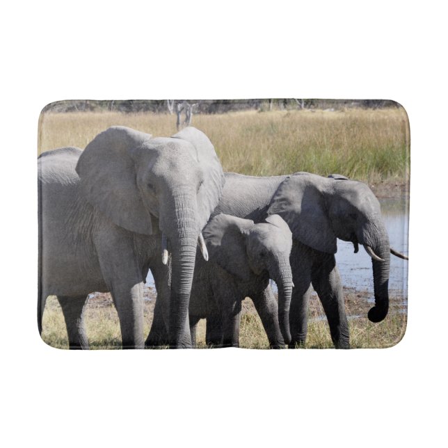 Africa Elephant Herds Bath Mat (Front)