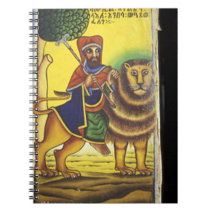 Africa, Ethiopia. Artwork depicting Lion of Spiral Notebook