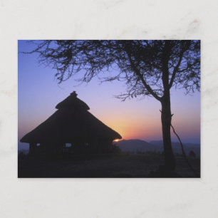 Africa, Ethiopia, Omo river region, Sunset over Postcard