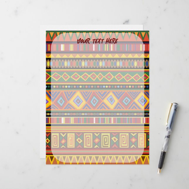 Africa Ethnic Art Pattern  Custom Letterhead (Front/Back In Situ)