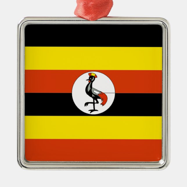 Africa: Flag of Uganda Metal Tree Decoration (Front)