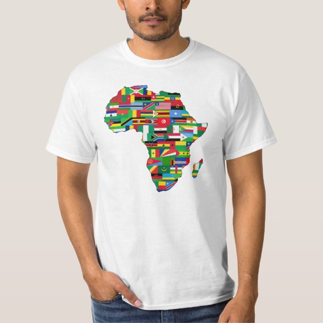 Africa flags continent contour design T-Shirt (Front)