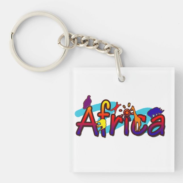 Africa fun colourful safari logo key ring (Front)