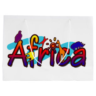 Africa fun colourful safari logo large gift bag
