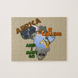 Africa Is Calling Wildlife Collage Jigsaw Puzzle