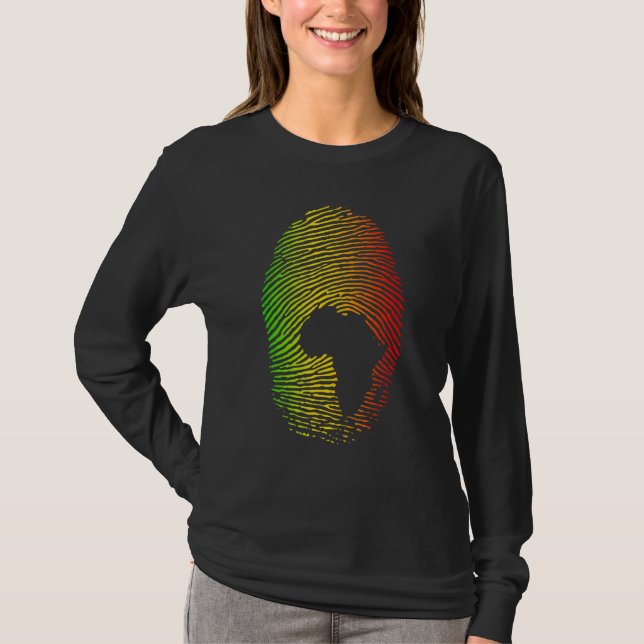 Africa Is In My DNA Fingerprint African Roots Afri T-Shirt (Front)