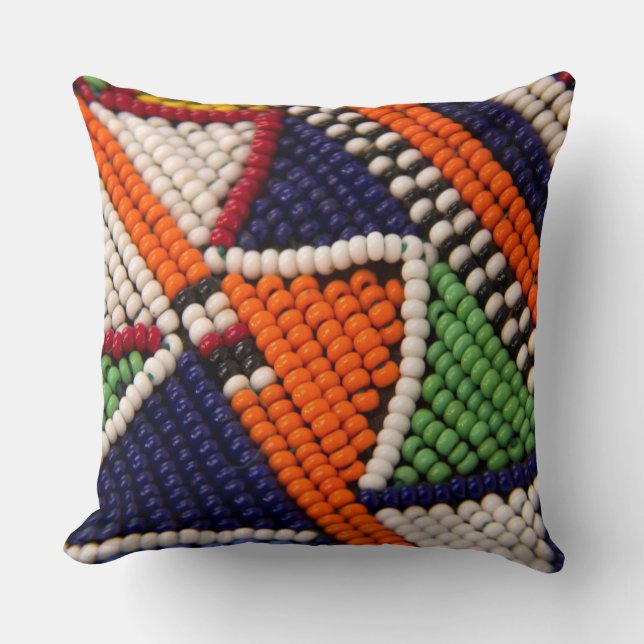 Africa, Kenya. Maasai Tribal Beads Cushion (Front)
