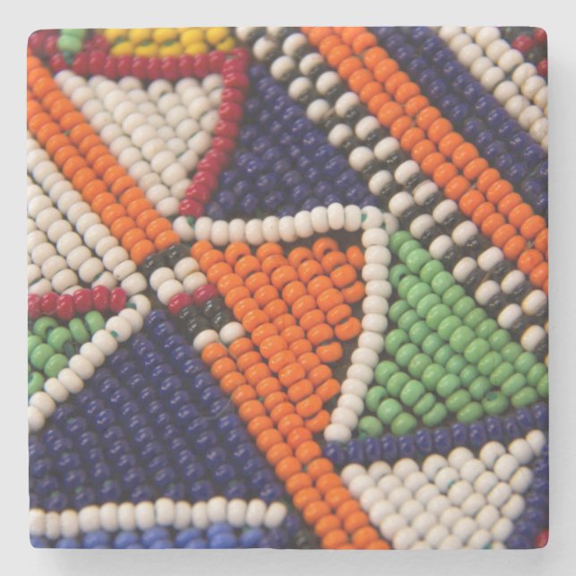 Africa, Kenya. Maasai Tribal Beads Stone Coaster (Front)