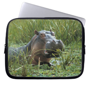 Africa, Kenya, Masai Mara NR. A mother hippo Laptop Sleeve