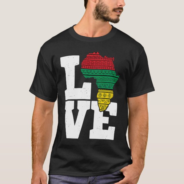 Africa LOVE African Kente Black History Month boys T-Shirt (Front)