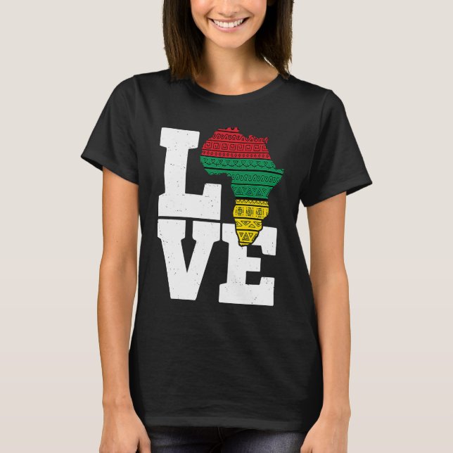 Africa LOVE African Kente Black History Month boys T-Shirt (Front)