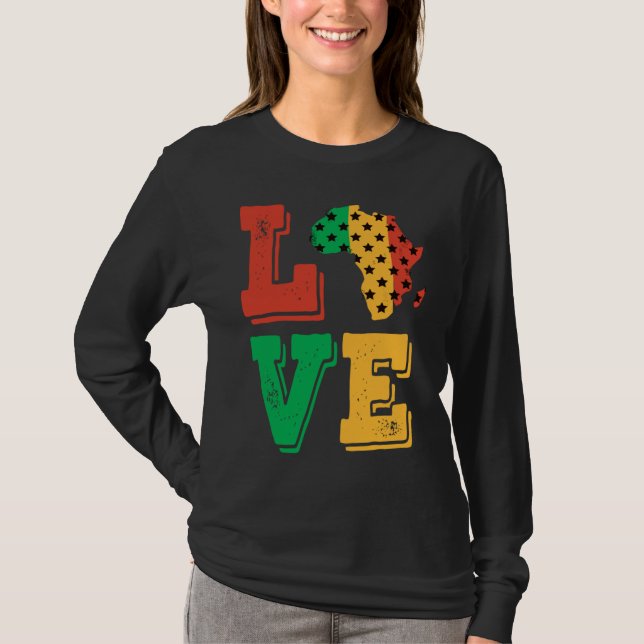 Africa Love Proud African American Black History M T-Shirt (Front)
