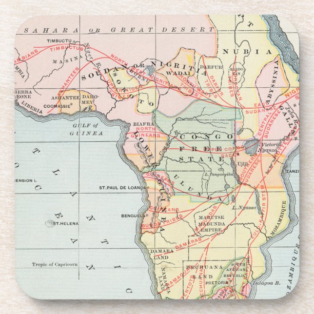 AFRICA: MAP, 1894 COASTER (Front)